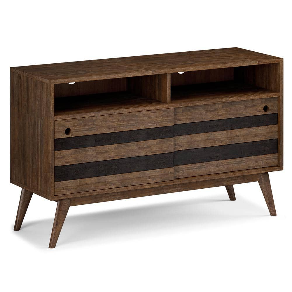 Simpli Home Clarkson Rustic Natural Aged Brown TV Stand For TVs up to 60 in. AXCLAR16RNAB