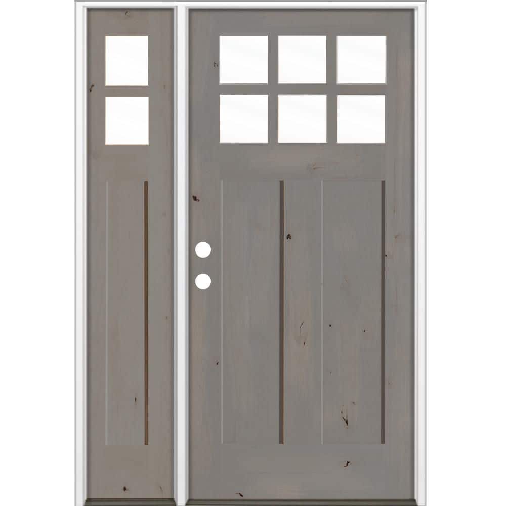 50 in. x 80 in. Knotty Alder Right-Hand/Inswing 6-Lite Clear Glass Weathered Gray Stain Wood Prehung Front Door with LSL price history on PriceWatchPro