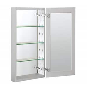 15 in. W x 36 in. H Silver Glass Recessed/Surface Mount Rectangular Medicine Cabinet with Mirror