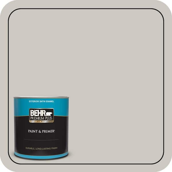 BEHR PREMIUM PLUS 1 qt. Designer Collection #DC-008 Gratifying Gray Satin Enamel Exterior Paint & Primer