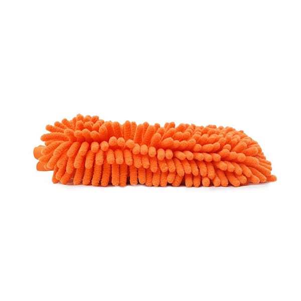 7.09 in. x 9.45 in. Orange Microfiber Cloth Dust Removal Cleaning Mitt 1-Pack