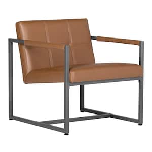 Camber Mid-Century Modern Small Living Room Accent Chair Blended Leather and Metal Frame