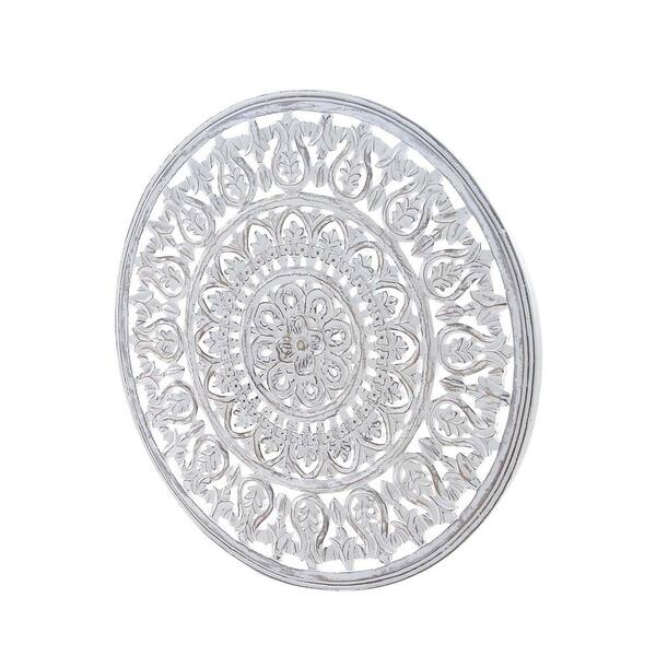 Litton Lane 36 In X Round White Carved Mandala Wooden Wall Art 66187 The Home Depot Litton Lane 36 In X Round White, Round White Wooden Wall Art