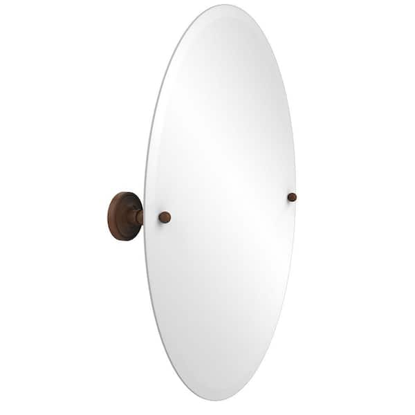 Allied Brass Prestige Regal Collection 21 in. x 29 in. Frameless Oval Single Tilt Mirror with Beveled Edge in Antique Bronze