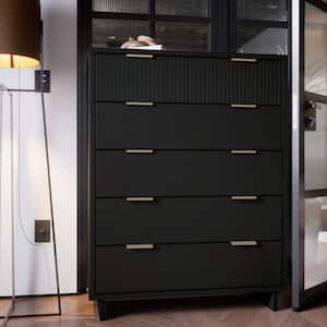 Granville Black 5-Drawer 37.95 in. Wide Tall Dresser