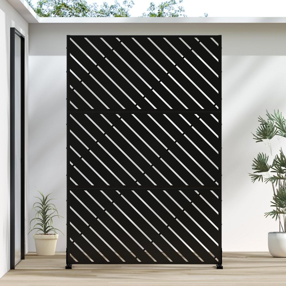 47 in. W x 71 in. H Black Twill Rectangle Galvanized Sheet Outdoor Private Screen Decorative Art Panel price history on PriceWatchPro