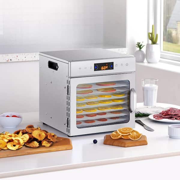 400 W Food Dehydrator, 8 Stainless Steel Trays, Adjustable Temperature & 24-Hour Timer, Electric Dryer for Jerky, Meat