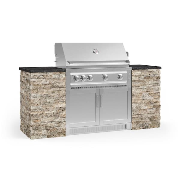 NewAge Products Signature Series 79.16 in. x 25.5 in. x 51 in. 6-Piece Outdoor Kitchen Cabinet Set with Liquid Propane 40 in. Gas Grill