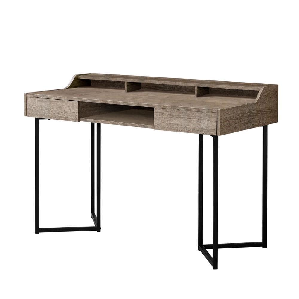 homeroots-48-in-rectangular-dark-taupe-black-2-drawer-writing-desk