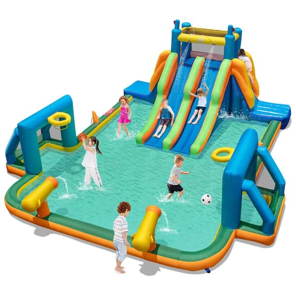 Costway Inflatable Water Slide with Long Slides Pool Climbing