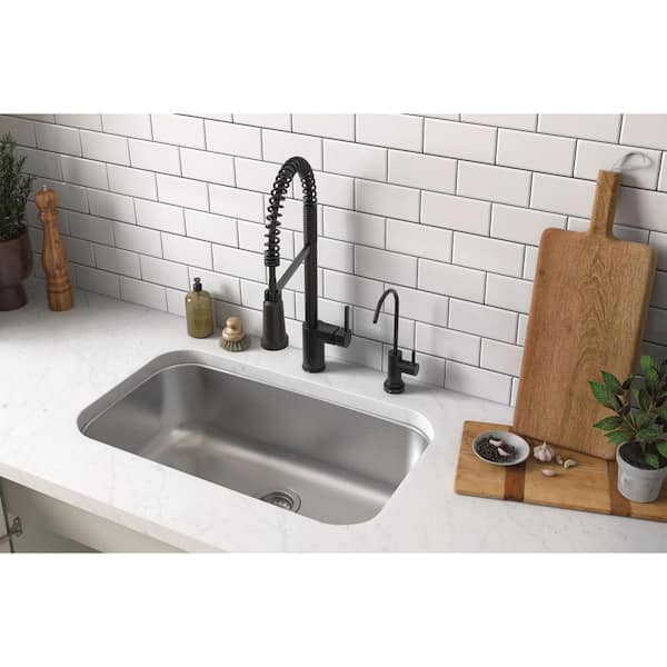 Align Single Handle Pre-Rinse Spring Pull Down Sprayer Kitchen Faucet with Optional 3- in -1 Water Filtration in Black