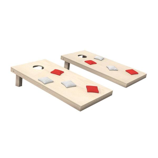 Belknap Hill Trading Post Wooden Cornhole Toss Game Set with Red and White Bags
