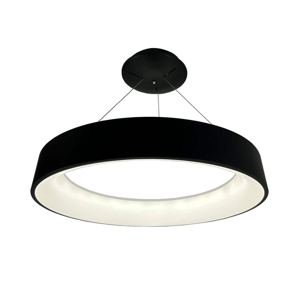 Alom 24 in. 36-Watt Integrated LED Black Circular Pendant