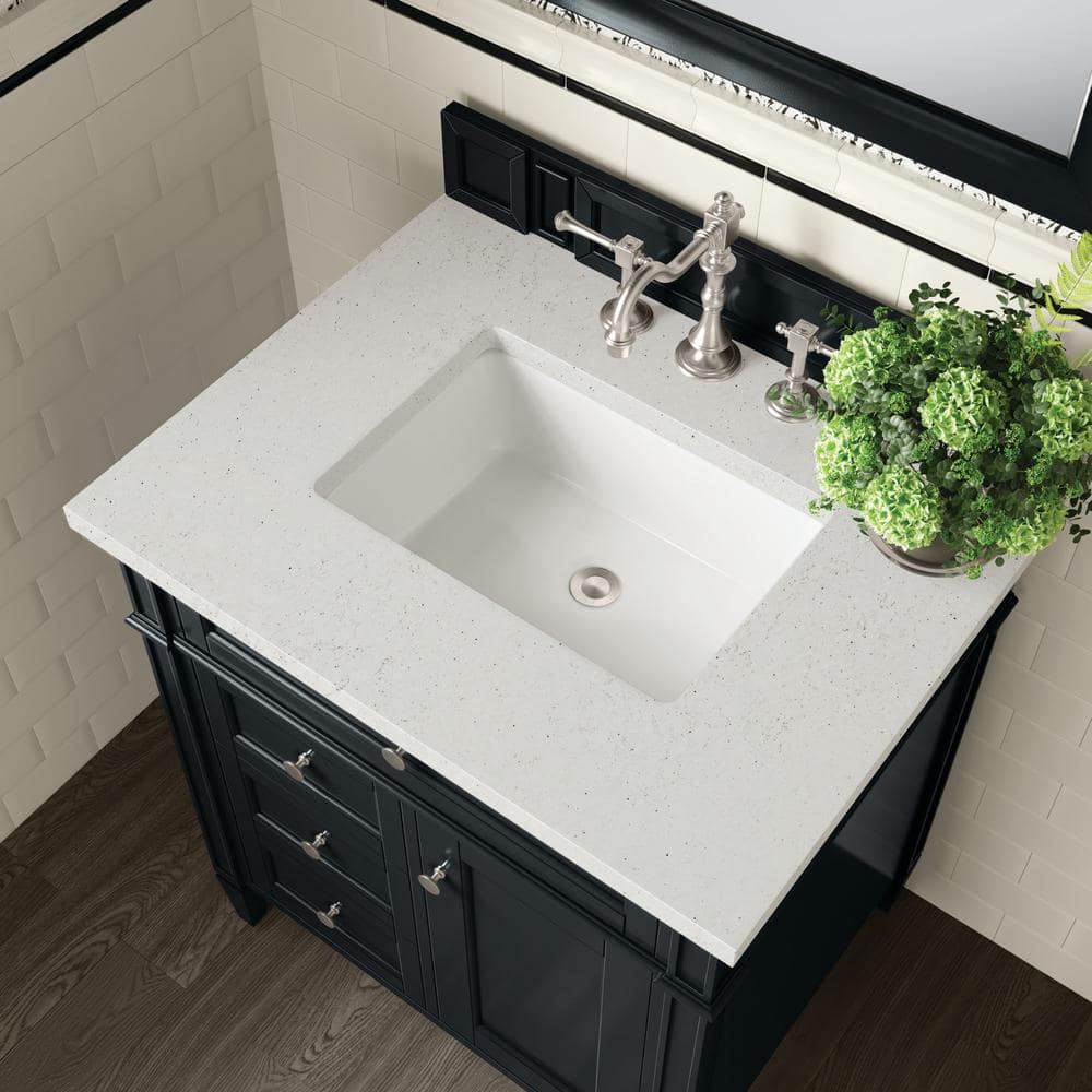 Brittany 30" Black Onyx Poplar Bathroom Vanity with Quartz Top