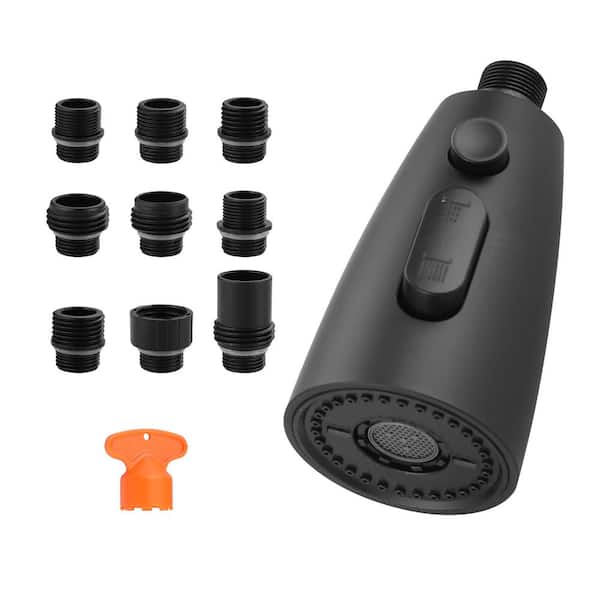 WOWOW 3 Function Kitchen Faucets Head Replacement with 9-Adapters in Black