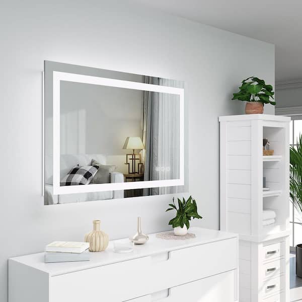 QuivaraView 24 in. W x 36 in. H Rectangular Frameless LED Wall Mounted Bathroom Vanity Mirror