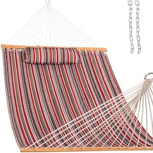 12 ft. Quilted Fabric Hammock with Pillow, Double 2 Person Hammock(Sunset)