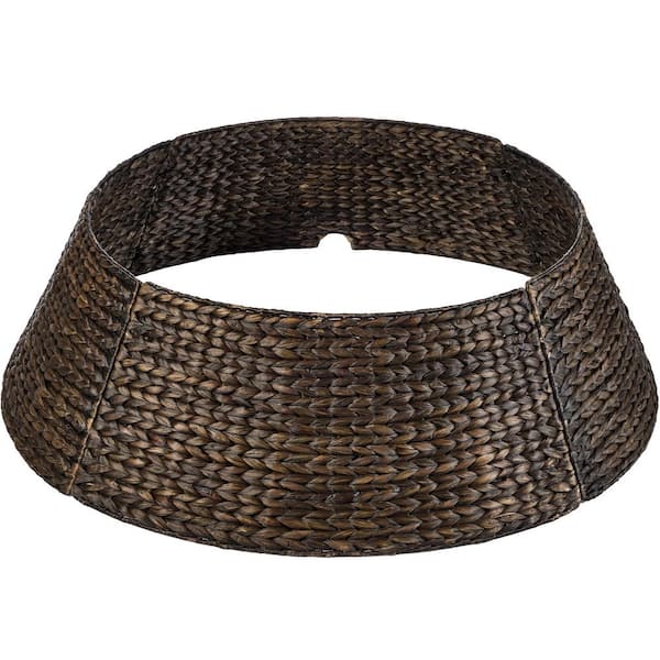 36 in. Tobacco Woven Hyacinth Christmas Cellulose Tree Collar with Cord Cut-Out