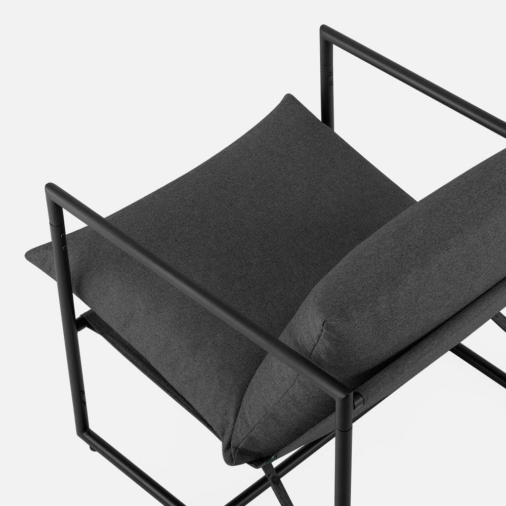 Modern Dark Grey Metal Frame Sling Accent Chair