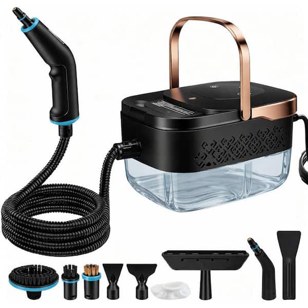 Portable Carpet Cleaners 2500W Corded Portable Steam Cleaner w 1. 25L Tank, 6 Level Steam for Car, Black