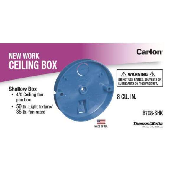 Carlon 1 Gang 8 Cu In Shallow New Work Ceiling Fan Box B708 Shk The Home Depot Work Ceiling Fan Box B708 Shk, Ceiling Fan Box Extender