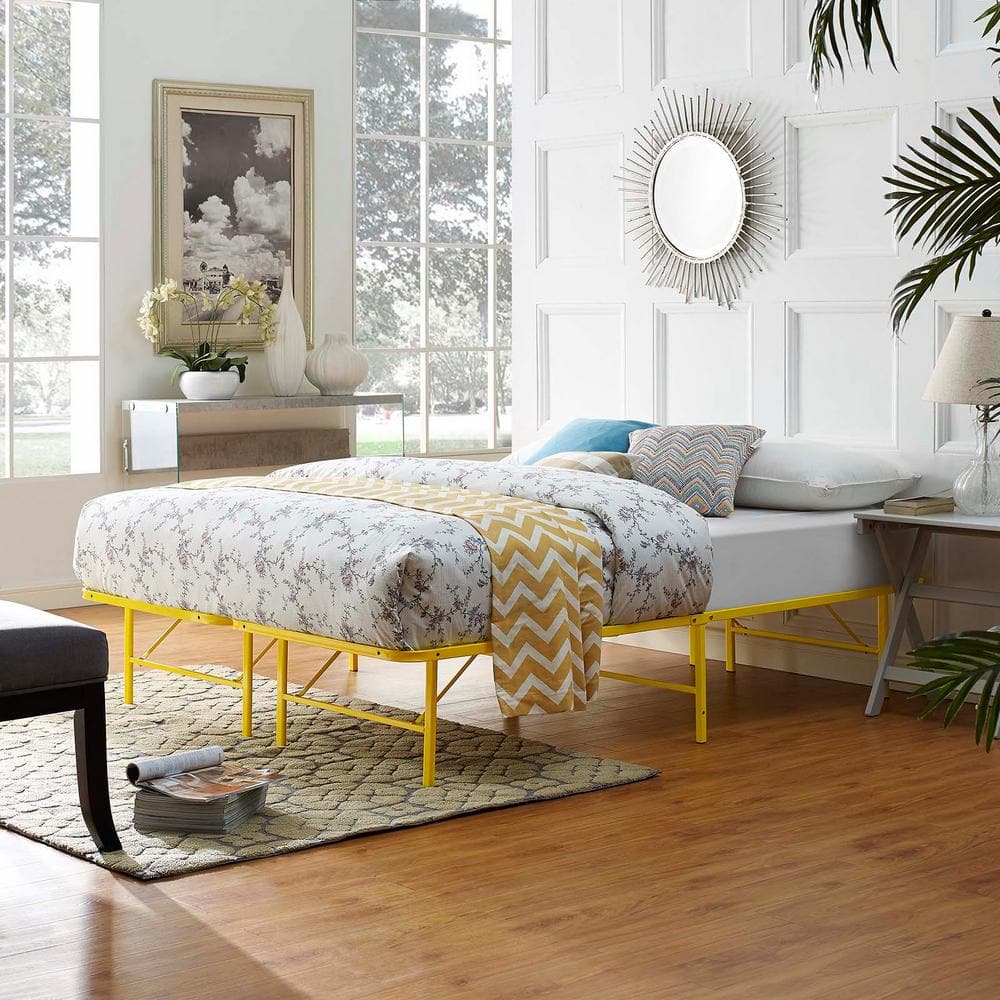 Horizon Full Yellow Stainless Steel Metal Bed Frame with Slats