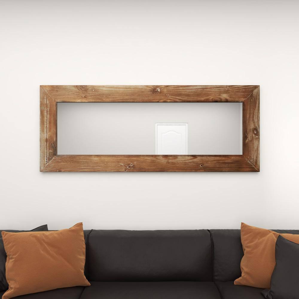 Oversized Brown Rectangular Full Length Wood Mirror