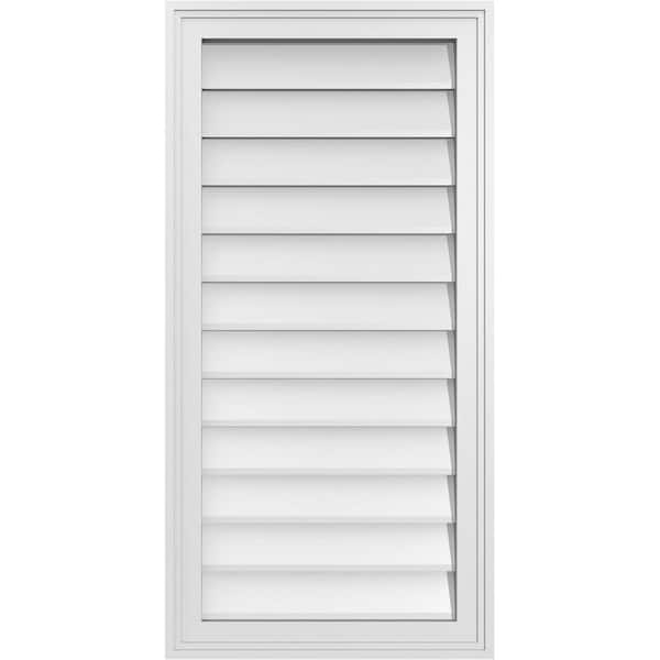 Ekena Millwork 18" x 36" Vertical Surface Mount PVC Gable Vent: Non-Functional with Brickmould Frame