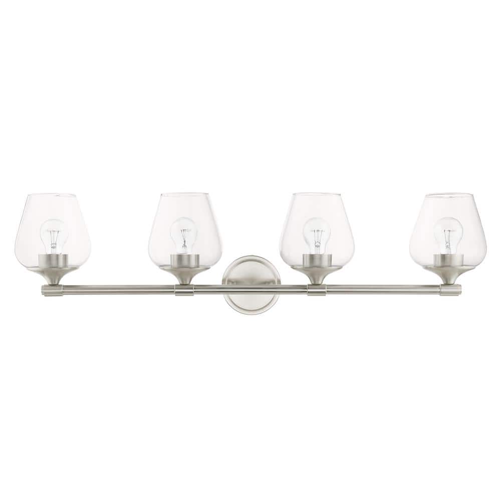 Willow Brushed Nickel 4-Light Vanity with Clear Glass Shades