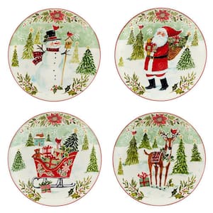 Joy of Christmas Assorted Colors Dessert Plate (Set of 4)