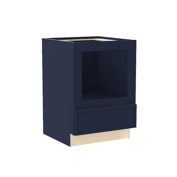 Franklin 24 in. W x 24 in. D x 34.5 in. H Assembled Plywood Microwave Base Kitchen Cabinet in Vessel Blue with SftClose