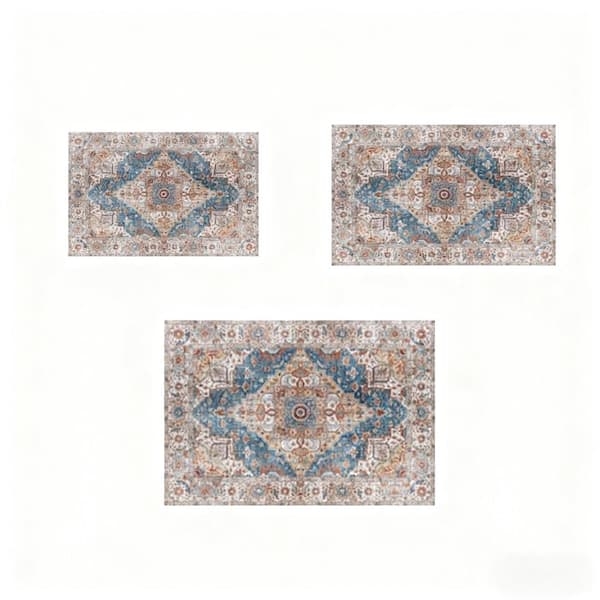 5 ft. x 7 ft. Multi-Colored Abstract Washable Area Rug for Bedroom, Living Room, Entryway