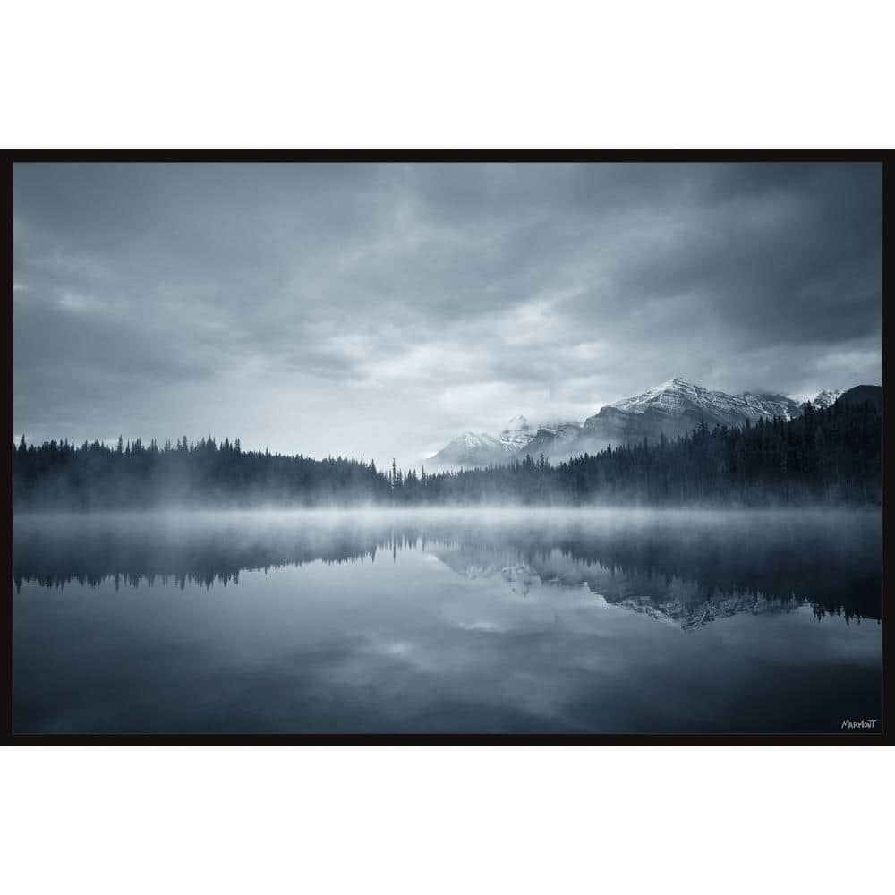 Snowy Mountain Reflection by Marmont Hill Floater Framed Canvas Nature Art 