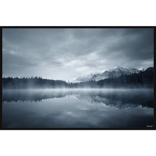 Unbranded "Snowy Mountain Reflection" by Marmont Hill Floater Framed Canvas Nature Art Print 30 in. x 45 in.