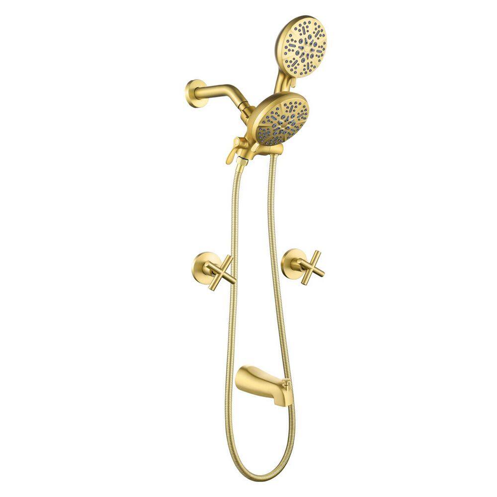 Vara 2 Cross Handle 7-Spray 3-Way Tub and Shower Faucet 1.8 GPM in Brushed Gold Valve Included price history on PriceWatchPro