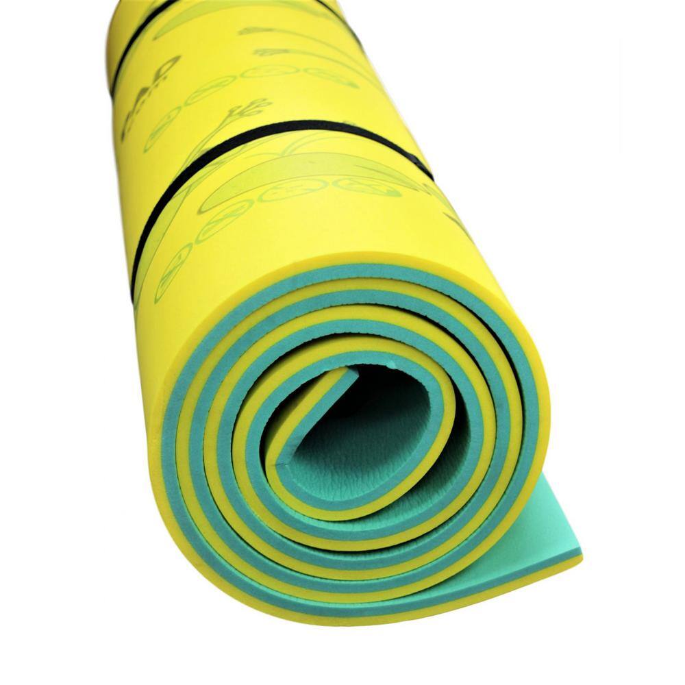 Aqua Lily Pad Green and Yellow Foam Pool Lounger with Pillow Straps