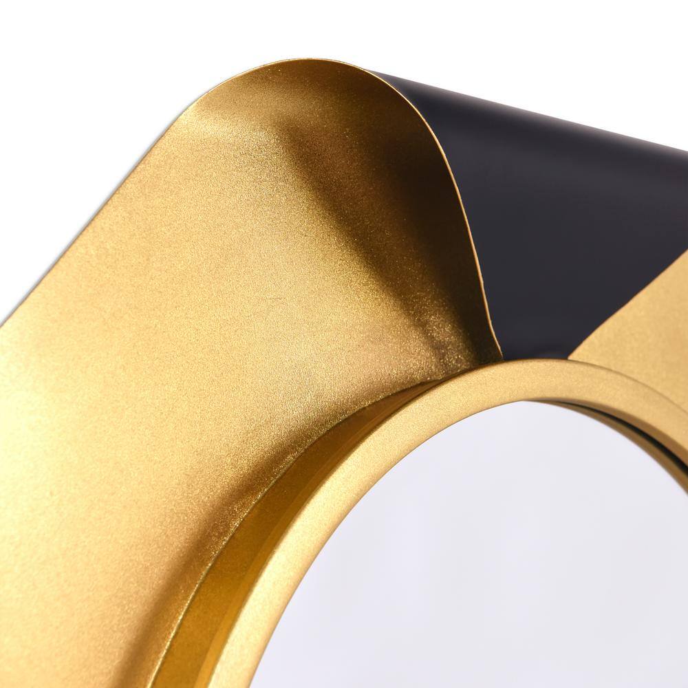 Round Gold Foiled Octagon Vanity Mirror with Curled Metal Frame