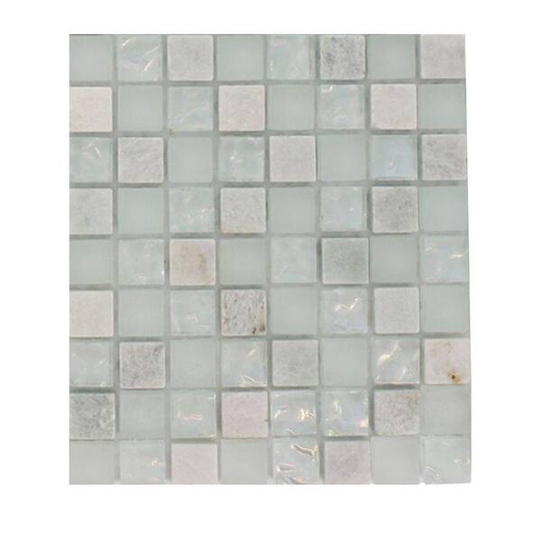 Ivy Hill Tile Emerald Bay Blend Squares 1/2 in. x 1/2 in. Marble And Glass Tiles Squares - 6 in. x 6 in. Floor and Wall Tile Sample
