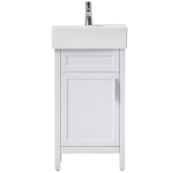 Arvesen 18 in. W x 12 in. D x 34 in. H Single Sink Bath Vanity in White with White Ceramic Top