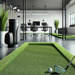 Golf Putting Green Waterproof Solid Indoor/Outdoor 3 ft. x 4 ft. Green Artificial Grass Runner Rug