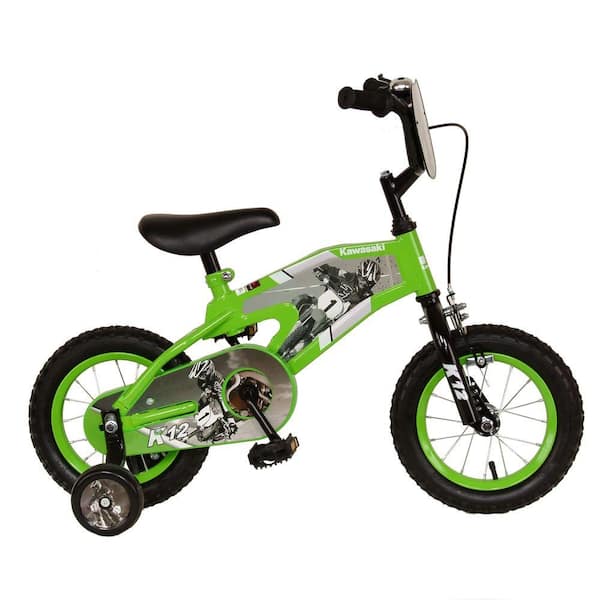 Kawasaki Monocoque Kid's Bike, 12 in. Wheels, 8 in. Frame, Boy's Bike in Green