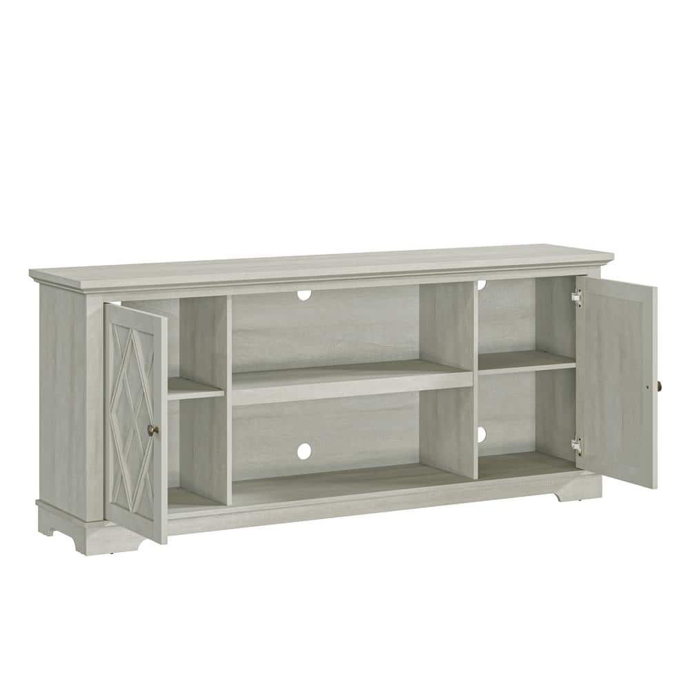 Off White 70" Farmhouse TV Stand with Cabinets