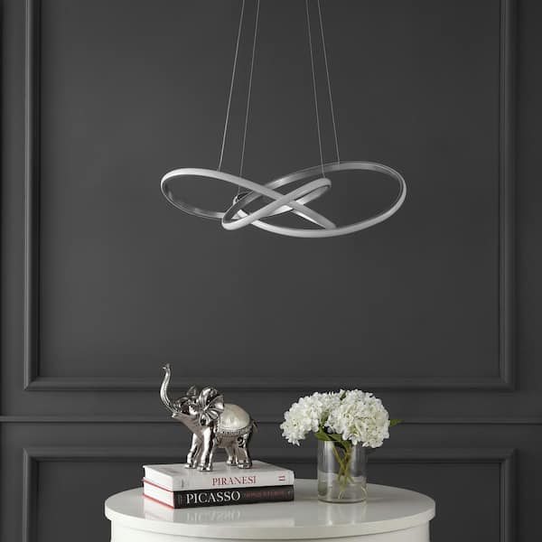 JONATHAN Y Alexia 25 in. 36-Watt 1-Light Silver Painting Abstract