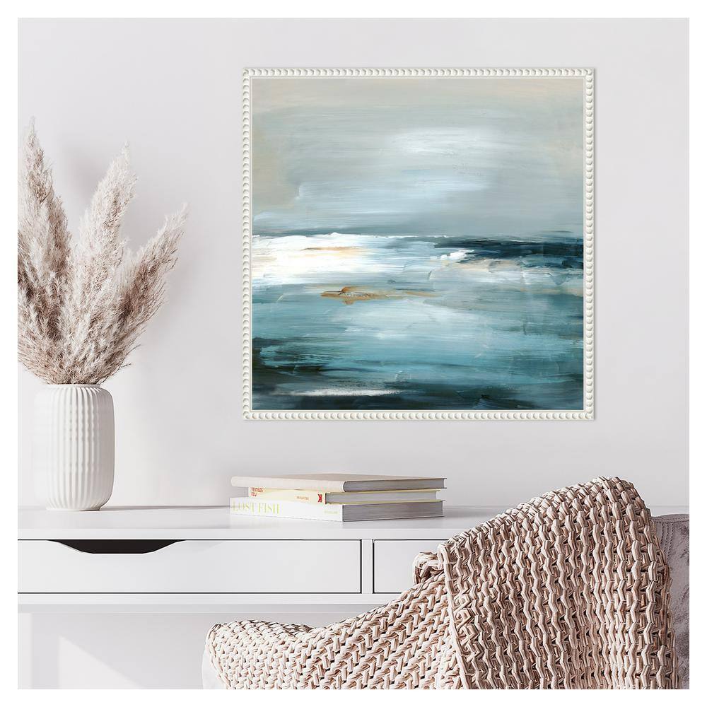 22"x22" White Framed Abstract Seascape Canvas Print