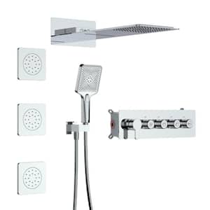 23 in. 2-Spray 1.8 gpm Dual Flexible Wall Mount Shower System Set with Square Head Shower and Handheld Shower in Chrome