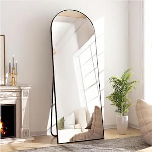 20 in. W x 64 in. H Arched Black Modern Aluminum Alloy Framed Full Length Mirror Floor Mirror