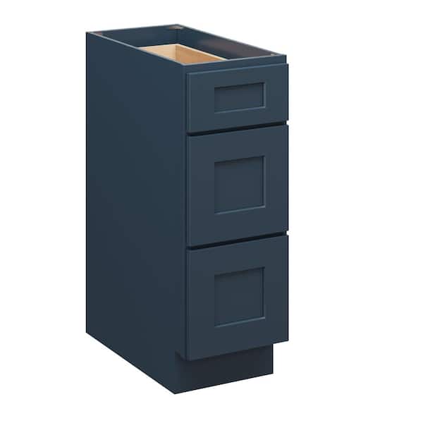 12 in. W x 24 in. D x 34.5 in. H Plywood Ready to Assemble Floor Base Kitchen Cabinet in Cyber Grey with 3 Drawers
