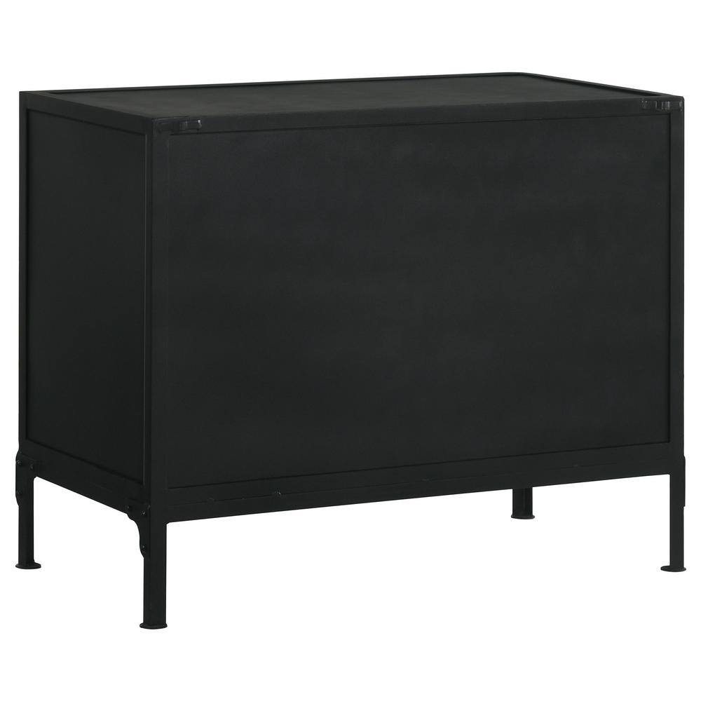 Black Metal Office Cabinet with Adjustable Shelving and Glass Doors