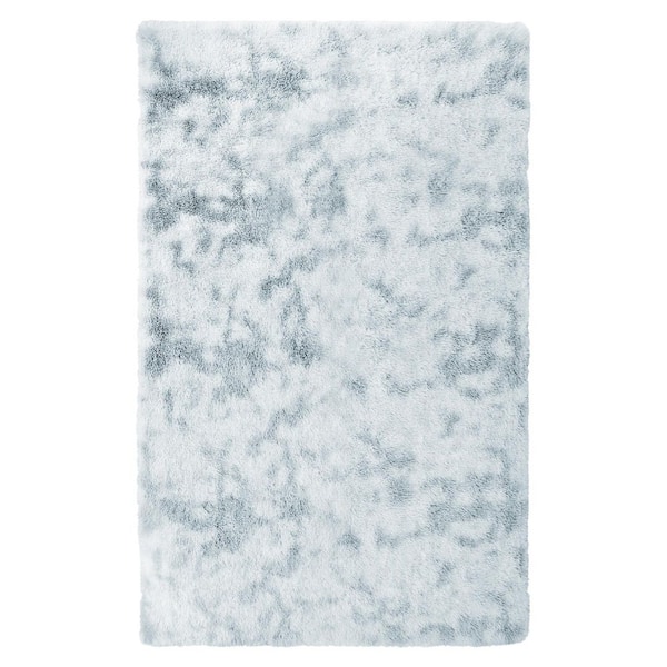 Stormy Harbor Blue 5 ft. x 8 ft. Fluffy Soft Shag Carpet Indoor Area Rug