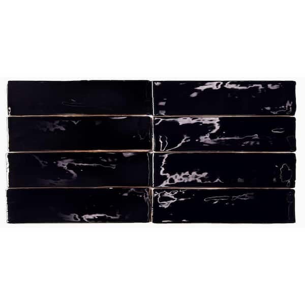 Ivy Hill Tile Catalina Black 3 in. x .31 in. Ceramic Wall Tile Sample